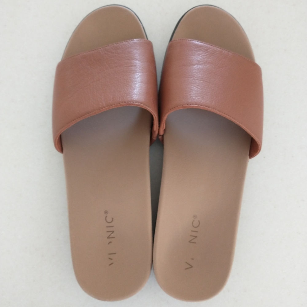 VIONIC VAL SLIDE SANDAL cognac brown size 10